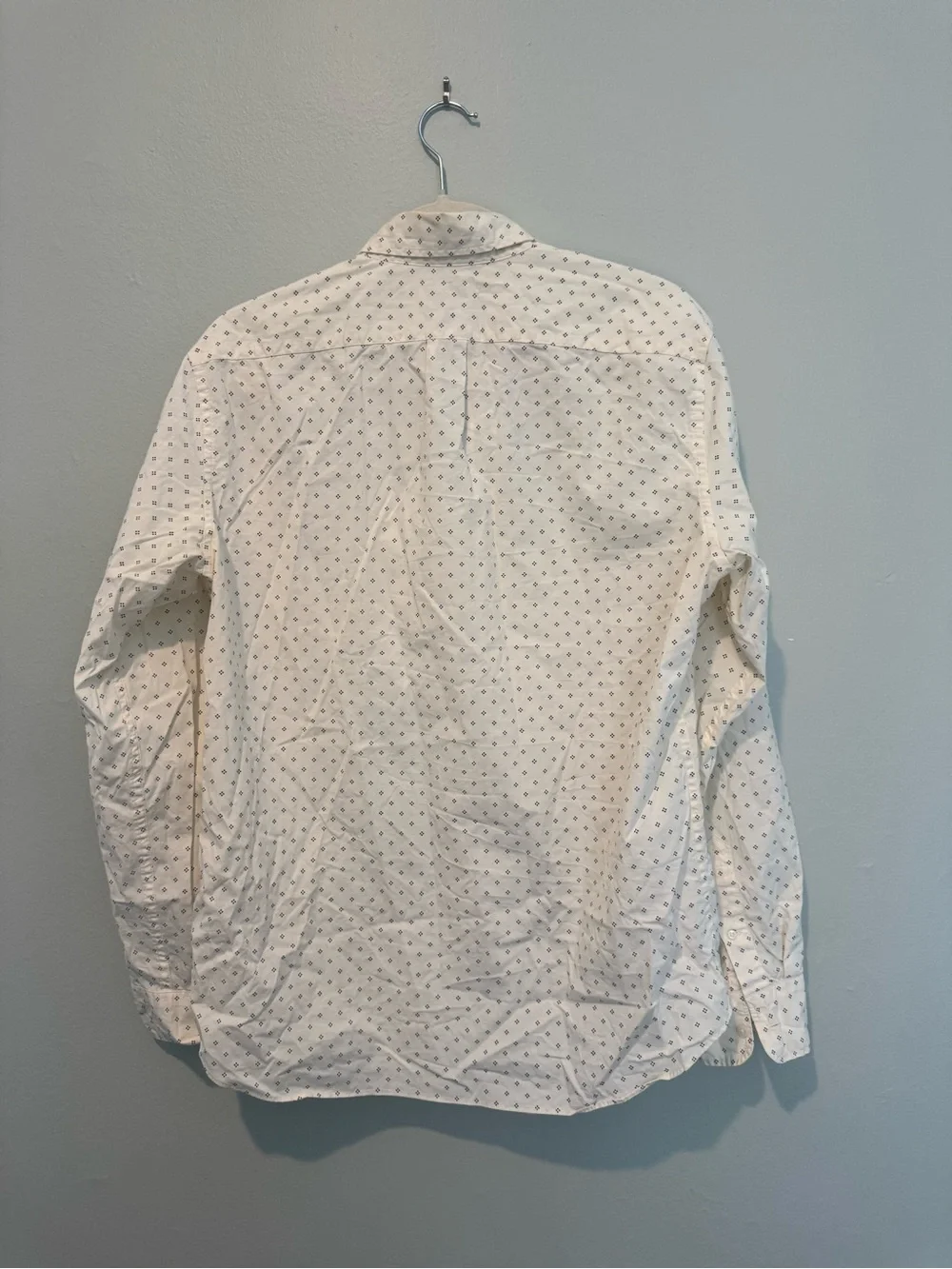 J. Crew White Button-Down Shirt with Small Navy Print